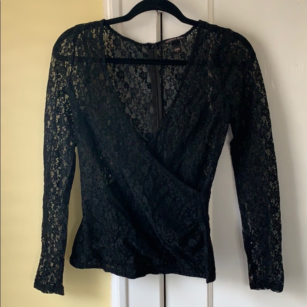 Victoria’s Secret Black Lace Deep V-Neck Top